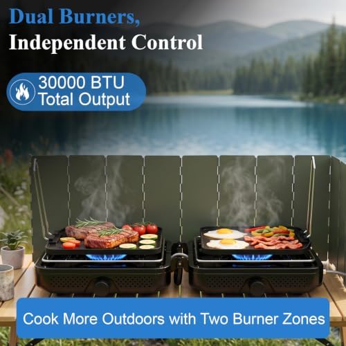 Uniflasy 2 Burner Camping Stove Kit with Carry Bag & Wind Guards