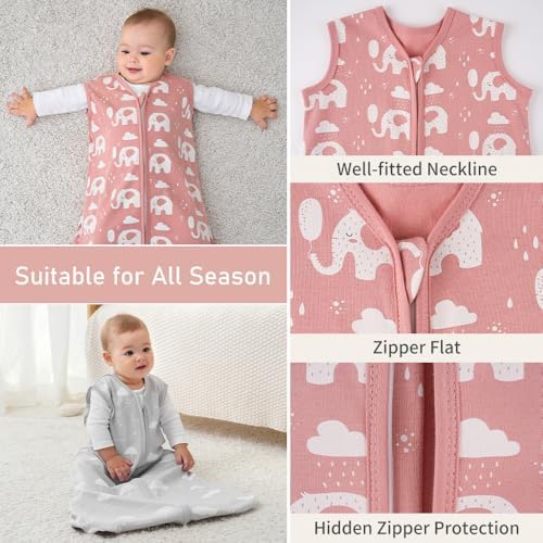 Yoofoss Baby Sleep Sack 6-12 Month 0.5TOG 100% Organic Cotton 2-Way Zipper