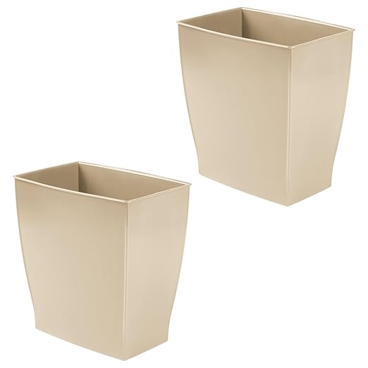 iDesign Small Rectangular Bathroom Trash Cans - Set of 2 - Taupe Brown