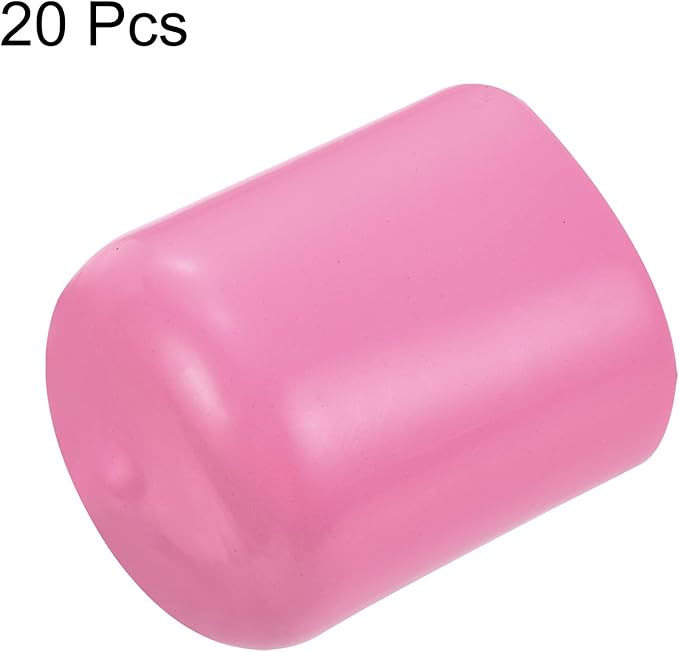 uxcell 20pcs Rubber End Caps 21mm ID Vinyl PVC Round Tube Bolt Cap Cover Screw Thread Protectors Pink