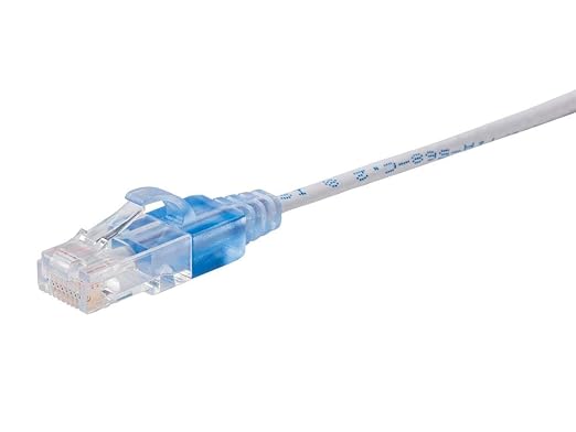 Monoprice SlimRun Cat6A Ethernet Patch Cable - Network Internet Cord - RJ45, Stranded, UTP, Pure Bare Copper Wire, 30AWG, 0.5 Feet, White, 5-Pack