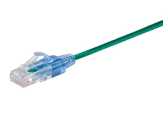 Monoprice Cat6A 6in Green 10-Pk Patch Cable UTP 30AWG 10G Pure Bare Copper Snagless RJ45 SlimRun Series Ethernet Cable
