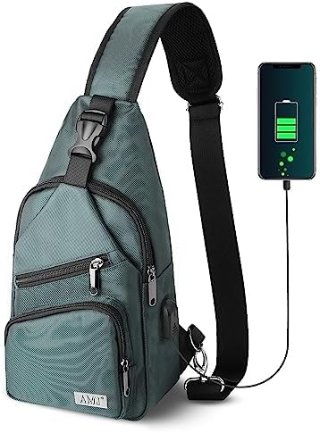 AMJ Crossbody Sling Bag Men Women, Casual Shoulder Backpack, Chest Daypack Satchel for Hiking Travel