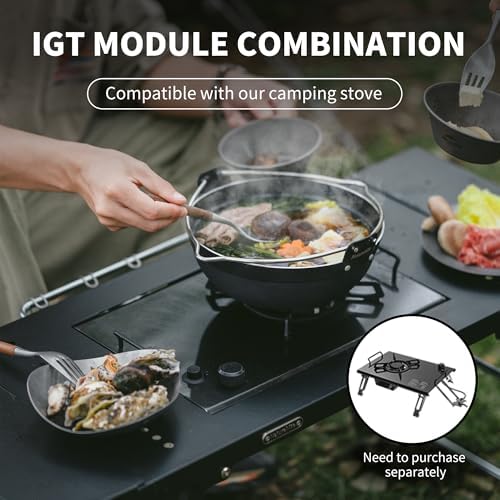 Naturehike Portable IGT Table with Charcoal Grill, Folding Camping Table and BBQ Grill with Desk Extension & Lantern Stand, Perfect for Outdoor Barbecue Camping Cooking Travel Picnic