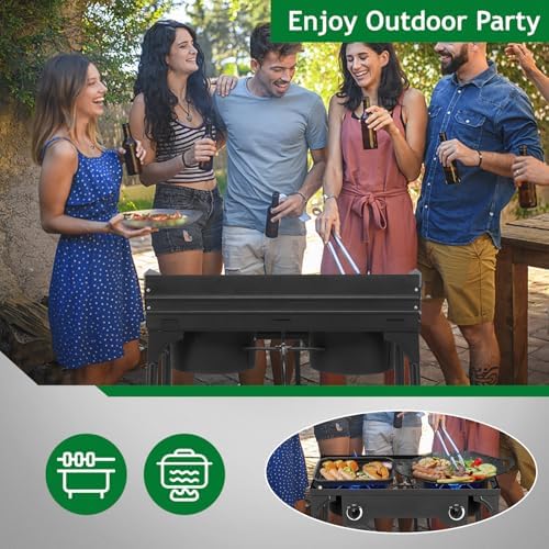 Outvita 2 Burner Propane Gas Stove, 150,000 BTU Outdoor Camping Cooker