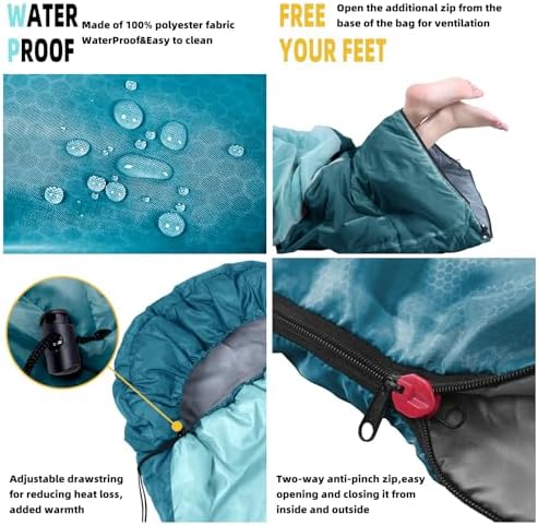 Sleeping Bag for Adults, Lightweight Waterproof 3 Season Camping