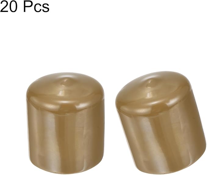 uxcell 20pcs Rubber End Caps 38mm(1 1/2") ID Vinyl PVC Round Tube Bolt Cap Cover Screw Thread Protectors Light Brown