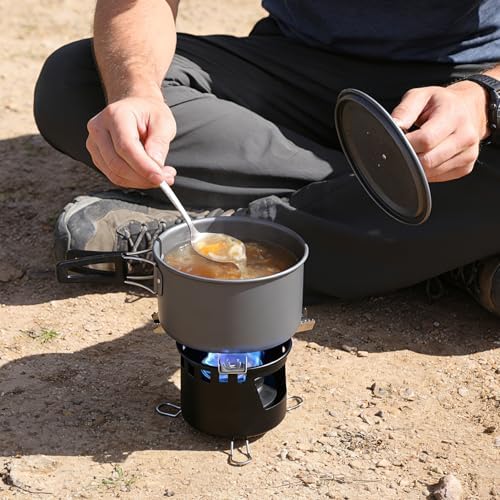 REDCAMP 2 In 1 Mini Alcohol Stove Camping for Backpacking, Matte Black
