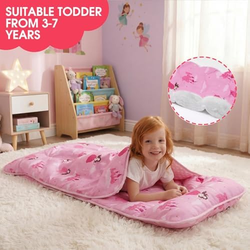 ACRABROS Toddler Nap Mat with Pillow and Blanket, Large Rolled Napping Mats,Slumber Bags for Boys Girls,Kids Sleeping Bag for Daycare, Preschool Travel
