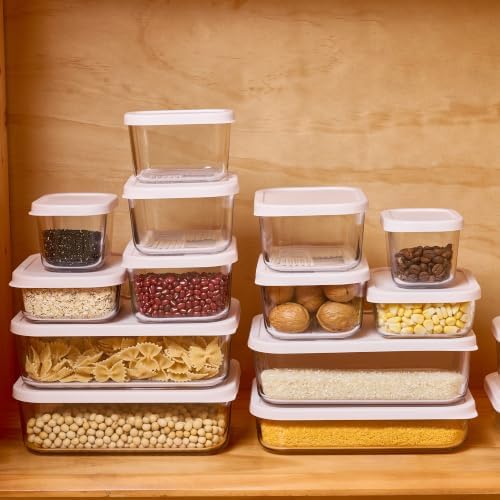 Glass Food Storage Containers with Lids — 8 Piece — 57.5 oz & 40.57 oz Glass with BPA-Free Leak Resistant Stackable Lids — Microwave, Oven & Dishwasher Safe — Ideal for Meal Prep & More Berry Blush