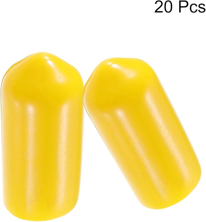 uxcell 20pcs Rubber End Caps 7mm ID Vinyl PVC Round Tube Bolt Cap Cover Screw Thread Protectors Yellow
