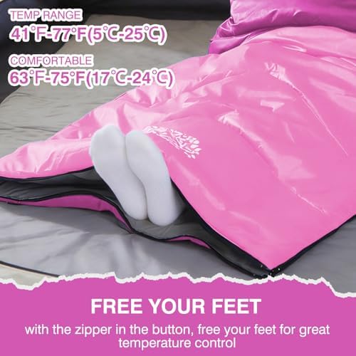 Sleeping Bags for Adults & Kids for Camping Hiking Trips Warm Cool Weather, Lightweight and Waterproof with Compression Bag, 3-4 Season Indoors Outdoors Activities