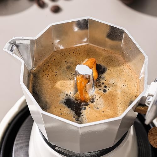 Bincoo Espresso Maker Stovetop,Camping Moka Pot 2 Cup/120ML,Stove Top Espresso Italian Coffee Maker,Easy to Use (White)