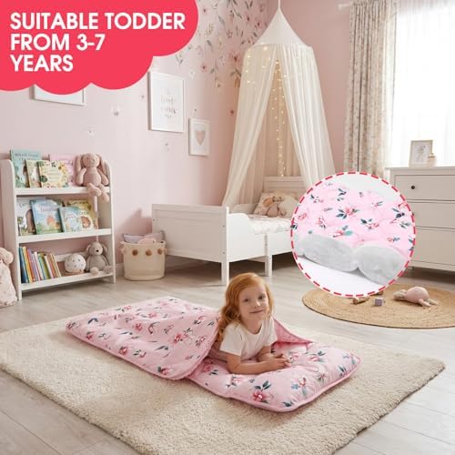 ACRABROS Toddler Nap Mat with Pillow and Blanket, Large Rolled Napping Mats,Slumber Bags for Boys Girls,Kids Sleeping Bag for Daycare, Preschool Travel