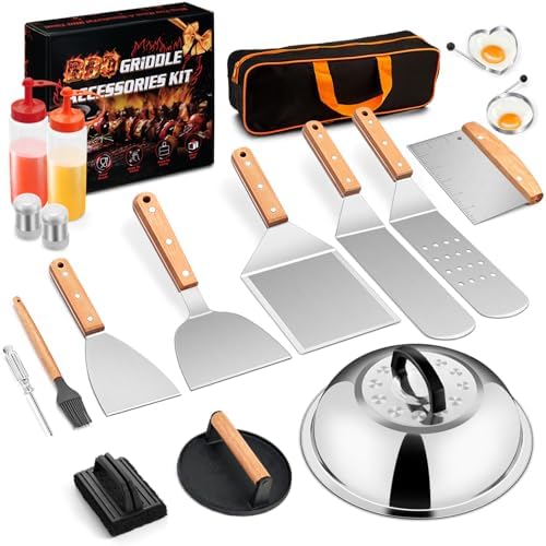 Joyfair 18Pcs Griddle Accessories Kit for Blackstone, (Wooden Handles)