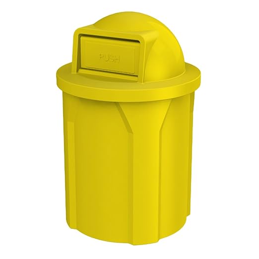 42 Gallon Circle 100% Recycled Plastic Heavy Duty Outdoor Commercial Trash Can with Push Open Dome Lid and Internal Liner | Great for Schools and Businesses - Yellow