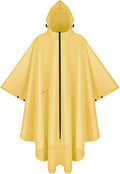 PTEROMY Hooded Rain Poncho for Adult with Pocket and Zipper, Waterproof Lightweight Raincoat for Men and Women