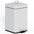 CEROELDA Small Trash Can with Lid-5L/1.3 Gal, Stainless Steel Outdoor Dog Poop Garbage Can-Farmhouse Retro Metal Waste Bin w/Step Pedal for Bathroom Bedroom Office-Soft Close-White