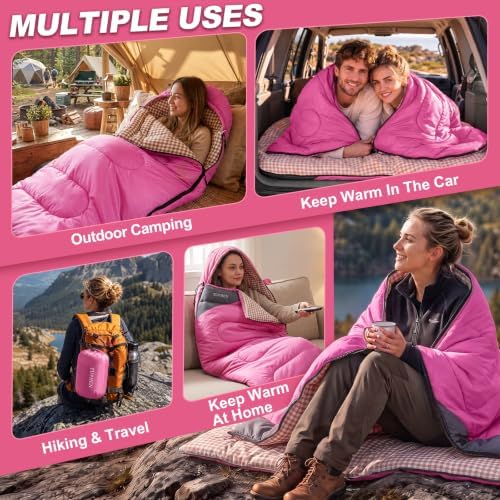 tuphen- Sleeping Bags for Adults Kids Boys Girls Backpacking Hiking Camping Microfiber Liner, Cold Warm Weather 4 Seasons Indoor Outdoor Use, Lightweight & Waterproof