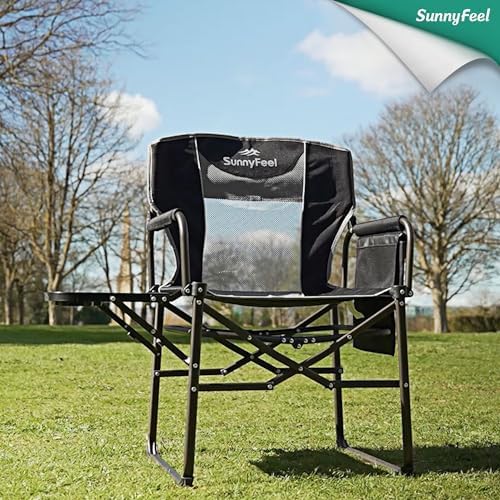 SUNNYFEEL Oversized Camping Chair Portable Directors Chairs with Side Table