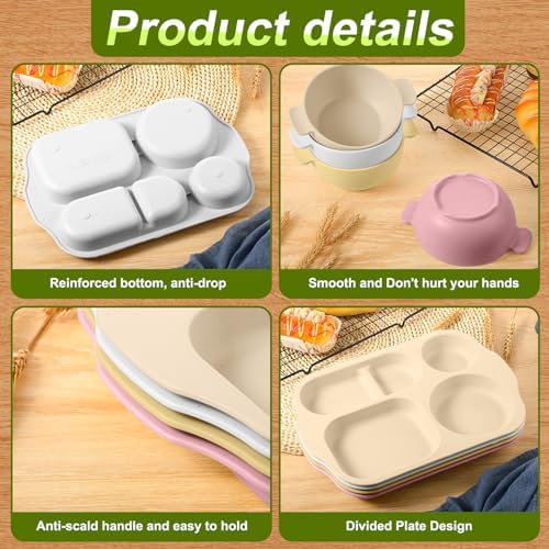Honoson 24pcs Wheat Straw Dinnerware, Unbreakable, Light Color