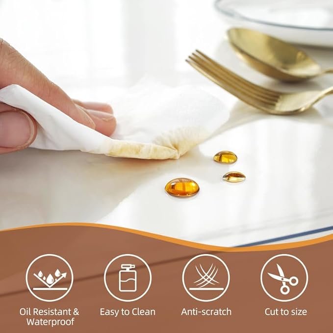 Warmstar Clear Table Cover Protector 30 x 72 Inch,1.5mm Thick Plastic Table Cover Rectangle,PVC Clear Table Protector,Desk Protector Mat for Kitchen, Dresser, Writing Desk，Dining Room Table
