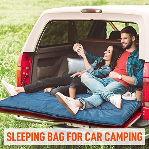 MEREZA Double Sleeping Bag for Adults Mens with Pillow, XL Queen Size Two Person Sleeping Bag for All Season Camping Hiking Backpacking 2 Person Sleeping Bags for Cold Weather & Warm