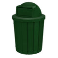 42 Gallon Slatted Circle 100% Recycled Plastic Commercial Outdoor and Indoor Trash Can with Push Open Dome Lid and Internal Liner | Great for Schools and Businesses - Green Granite