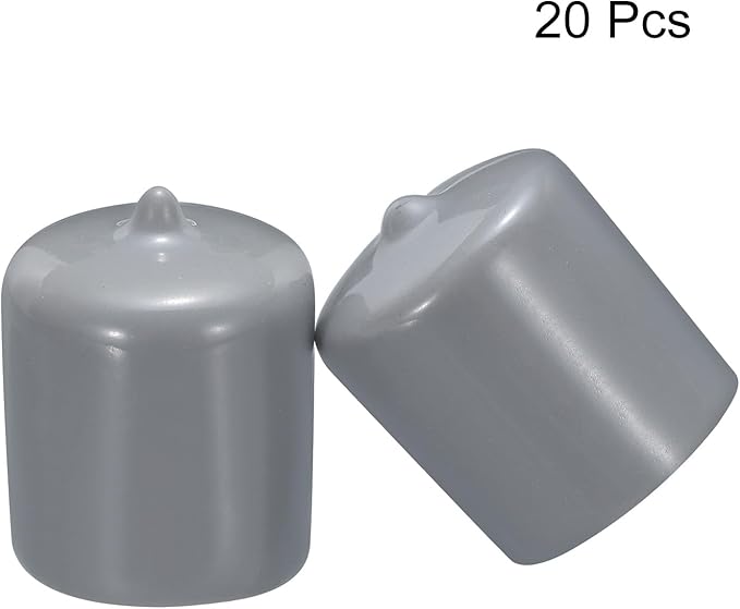 uxcell 20pcs Rubber End Caps 25mm(1") ID Vinyl PVC Round Tube Bolt Cap Cover Screw Thread Protectors Grey