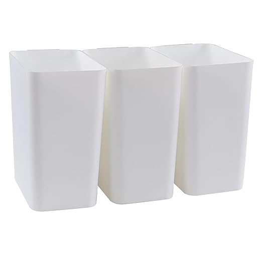 Xyskin 3 Pack Plastic Trash Wastebasket, Garbage Cans, Deskside Garbage Bin, White, 4.5 Gallon