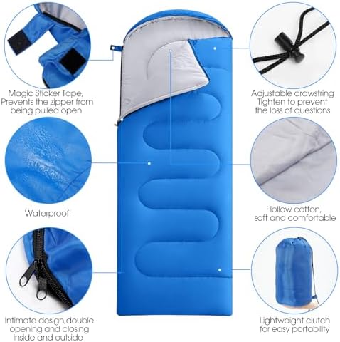 Hahafelt 6 Pack Sleeping Bags with Fleece Liner Adults Camping,Colorful
