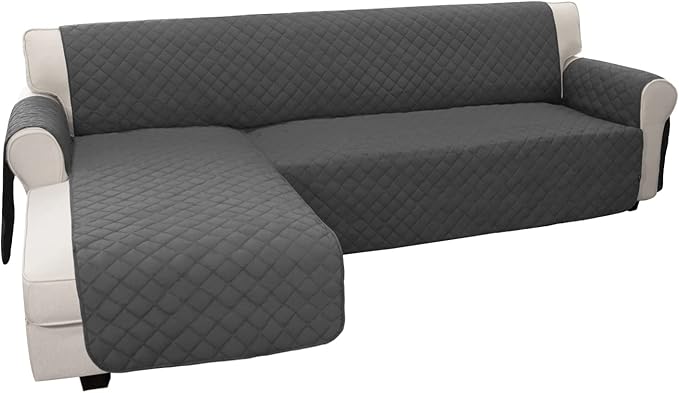 Easy-Going Sectional Couch Covers for Dogs L Shape Sofa Cover Reversible Sofa Slipcover Chaise Lounge Cover Furniture Protector Cover for Pets Dog Cat (Large, Dark Gray/Dark Gray)