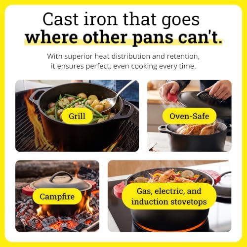 Lodge Cast Iron Dutch Oven with Loop Handle, Oven-Safe, 5 Quart