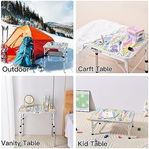 Yriuat Folding Camping Table 2ft Portable Picnic Table, Blooming Floral
