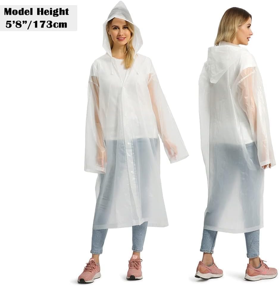 Opret 2 Pack Raincoats for Adults Reusable, EVA Rain Ponchos Lightweight Rain Coat Waterproof Rain Gear for Men and Women