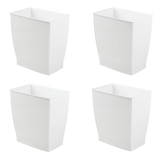 iDesign Small Rectangular Bathroom Trash Cans - Set of 4 - White