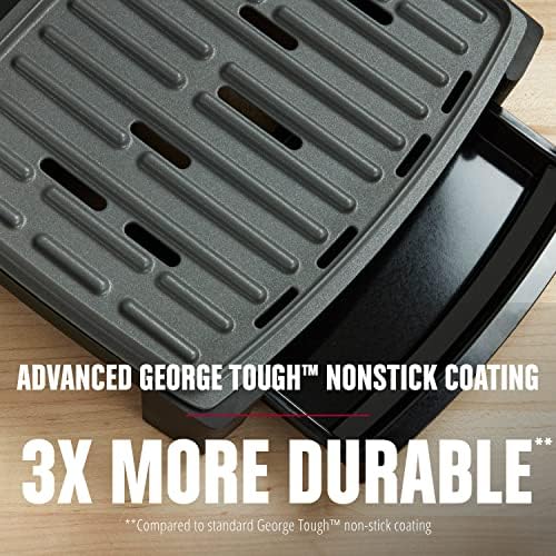 George Foreman® Fully Submersible™ Grill, NEW Dishwasher Safe, Wash the Entire Grill, Easy-to-Clean Nonstick, Black/Grey (Pack of 2)
