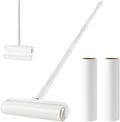 Floor Lint Roller Long Handle with Cover and 2 Refills for Pet Hair Extra Sticky Large 9.45 inch Lint Remover for Carpet Bedding Couch (Extra Long Handle & 3 Sticky Rolls)