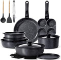 GIPP Pots and Pans Set Non Stick,Kitchen Cookware Set Detachable Handle, Non Toxic Cooking Pan Set with Frying Pans Set,RV Cookware Sets for All Stoves,Dark Grey,21PCS