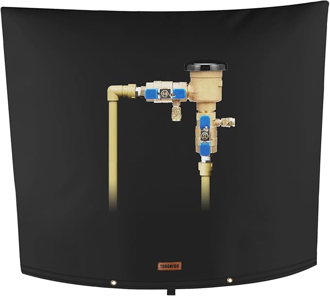 TOHONFOO Backflow Preventer Pipe Insulation Cover (5°F) - Irrigation Sprinkler Valve Insulated Pouch - Water Well Pump Cover - Sturdy 5 Layers for Winter Freeze Protection, 40" W x 36" H, Black