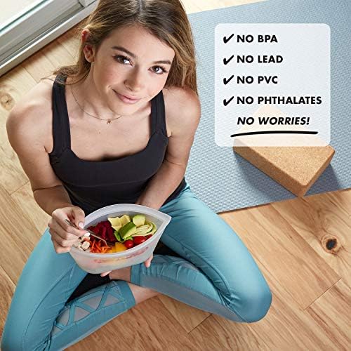 Zip Top Reusable Food Storage Bags | Small Cup [Teal] | Silicone Meal Prep Container | Microwave, Dishwasher and Freezer Safe | Made in the USA