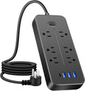 Socket Strips, Compact Design, Black, Surge Protector Outlet, MUL-ti Socket Plug, Easy Installation, for Home Bedroom Kitchen Living Room Dorm Refrigerator