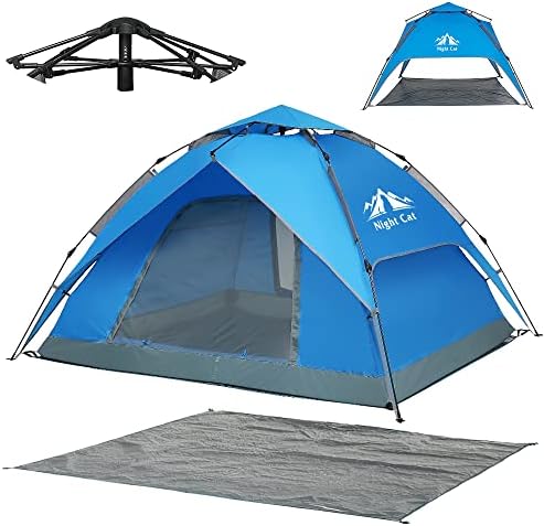 Night Cat Instant Popup Tents 2-3 Persons with Footprint Tarp Easy Setup Camping Tent with Rainfly Double Layers Waterproof Automatic Hydraulic Mechaism