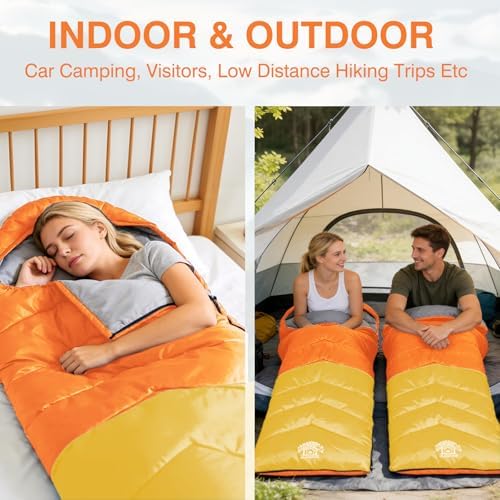 Sleeping Bags for Adults & Kids for Camping Hiking Trips Warm Cool Weather, Lightweight and Waterproof with Compression Bag, 3-4 Season Indoors Outdoors Activities