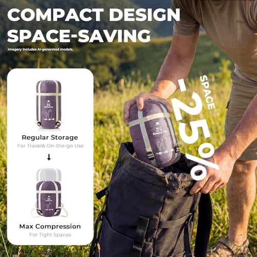 Ultralight Warm Weather Sleeping Bag - Portable, Waterproof, Compact Lightweight, Comfort with Compression Sack - Great for Outdoor Camping, Backpacking & Hiking