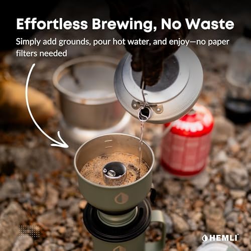 16 oz Pour Over Camp Coffee Maker Set– Vacuum Insulated Mug with Leakproof Lid, Stainless Steel Micro Filter, Portable Coffee Maker for Camping, Travel & Outdoor Adventures