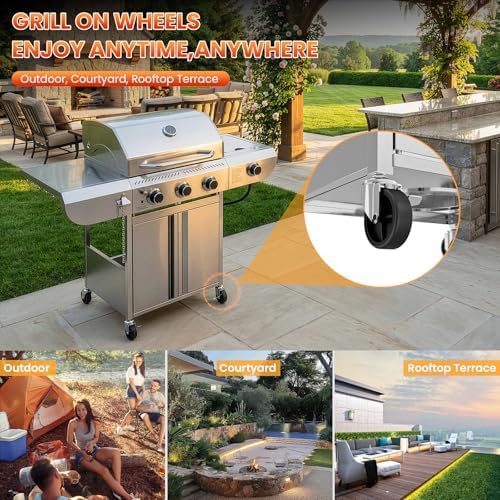COWSAR Premium 3-Burner 34,000 BTU Propane Gas Grill with Side Burner