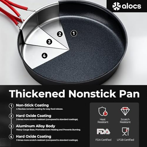 ALOCS Camping Cookware Set Camping Gear Compact Camping Pots and Pans Set