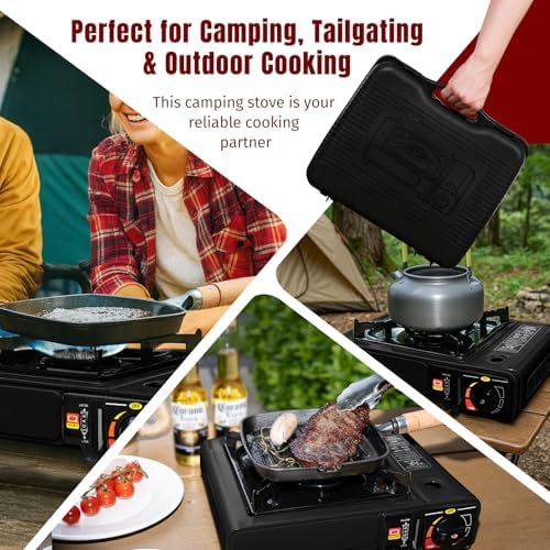 SHINESTAR Portable Butane Camping Stove with Carrying Case, 7800 BTUs