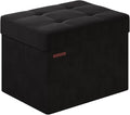 Folding Storage Ottoman, Velvet Storage Bench, Footrest, Foot Stool, for Living Room, Bedroom and Office,12.2 x 16.1 x 12.2 Inches, 200 kg Load Capacity, Ink Black,UASND03B